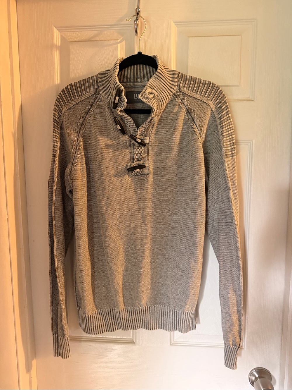 BKE Men’s Light Gray Zip-Toggle Knit Sweater